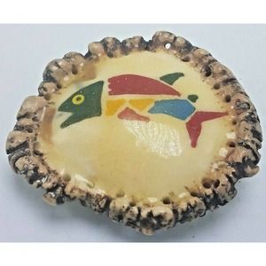 Vintage Hand-Painted Elk Antler Cross Section Belt Buckle